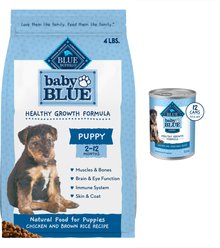 Blue Buffalo Baby BLUE Healthy Growth Formula Natural Puppy Dry Dog Food, Chicken & Brown Rice Recipe 4-lb + Wet Food, Chicken & Vegetable Recipe