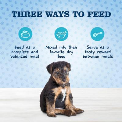 Show full view: Blue Buffalo Baby BLUE Healthy Growth Formula Natural Small Breed Puppy Dry Dog Food, Chicken & Oatmeal Rice Recipe 4-lb + Wet Food Cup, Chicken & Vegetable Recipe slide 5 of 9