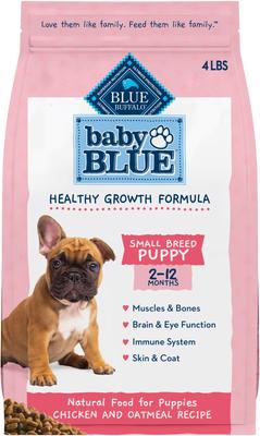 Show full view: Blue Buffalo Baby BLUE Healthy Growth Formula Natural Small Breed Puppy Dry Dog Food, Chicken & Oatmeal Rice Recipe 4-lb + Wet Food Cup, Chicken & Vegetable Recipe slide 6 of 9
