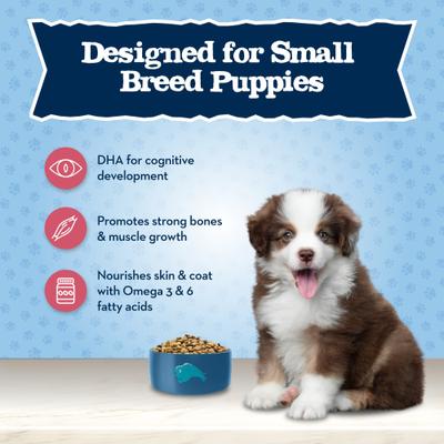 Show full view: Blue Buffalo Baby BLUE Healthy Growth Formula Natural Small Breed Puppy Dry Dog Food, Chicken & Oatmeal Rice Recipe 4-lb + Wet Food Cup, Chicken & Vegetable Recipe slide 9 of 9