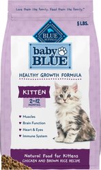 Blue Buffalo Baby BLUE Kitten Chicken & Brown Rice Recipe Dry Cat Food, 5-lb bag