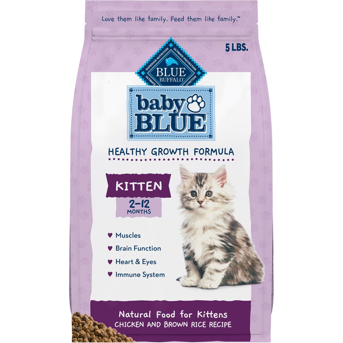 Blue Buffalo Baby BLUE Kitten Chicken & Brown Rice Recipe Dry Cat Food, 5-lb bag