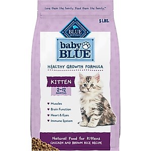 Blue Buffalo Baby BLUE Kitten Chicken & Brown Rice Recipe Dry Cat Food, 5-lb bag