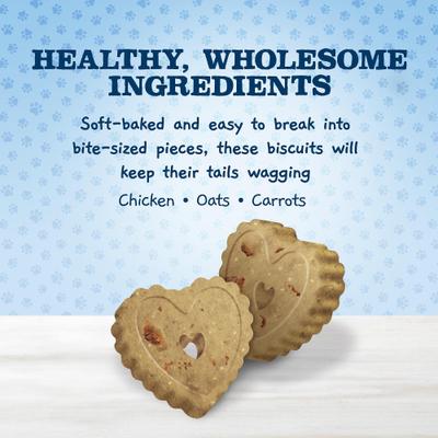 Show full view: Blue Buffalo Baby BLUE Soft Biscuits Natural, Chicken & Carrots + Crunchy Biscuits Natural Biscuits, Oatmeal & Banana Puppy Dog Treats slide 4 of 9