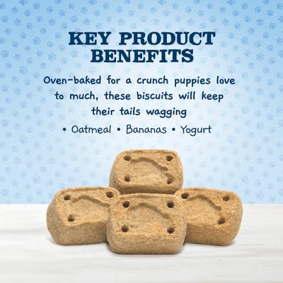 Show full view: Blue Buffalo Baby BLUE Soft Biscuits Natural, Chicken & Carrots + Crunchy Biscuits Natural Biscuits, Oatmeal & Banana Puppy Dog Treats slide 8 of 9