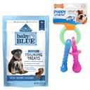 Blue Buffalo Baby BLUE Training Natural Puppy Soft Dog Treats, Savory Chicken + Nylabone Teething Pacifier Chew Toy
