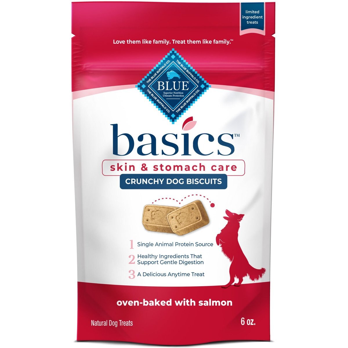 Blue Buffalo Basics Crunchy Dog Biscuits for Skin & Stomach Care Salmon & Potato Recipe Dog Treats, 12-oz bundle