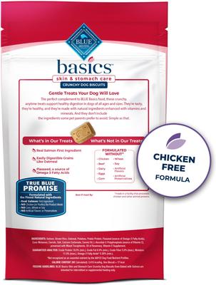 Show full view: Blue Buffalo Basics Crunchy Dog Biscuits for Skin & Stomach Care Salmon & Potato Recipe Dog Treats, 6-oz bag  slide 3 of 12