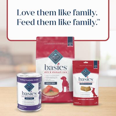 Show full view: Blue Buffalo Basics Crunchy Dog Biscuits for Skin & Stomach Care Salmon & Potato Recipe Dog Treats, 6-oz bag  slide 10 of 12