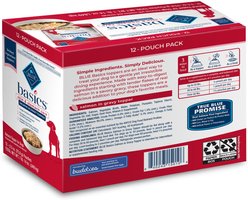 Blue Buffalo Basics LID Skin & Stomach Care Grain-Free Salmon in Gravy Adult Wet Dog Food Topper, 2.5-oz pouch, case of 12 slide 2 of 6