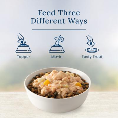 Show full view: Blue Buffalo Basics LID Skin & Stomach Care Grain-Free Salmon in Gravy Adult Wet Dog Food Topper, 2.5-oz pouch, case of 12 slide 6 of 8