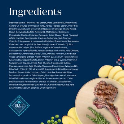 Show full view: Blue Buffalo Basics Skin & Stomach Care Adult Grain-Free Lamb & Potato Recipe Dry Dog Food, 22-lb bag slide 6 of 12