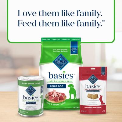 Show full view: Blue Buffalo Basics Skin & Stomach Care Adult Grain-Free Lamb & Potato Recipe Dry Dog Food, 22-lb bag slide 10 of 12