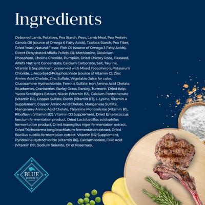 Show full view: Blue Buffalo Basics Skin & Stomach Care Adult Grain-Free Lamb & Potato Recipe Dry Dog Food, 4-lb bag slide 6 of 12