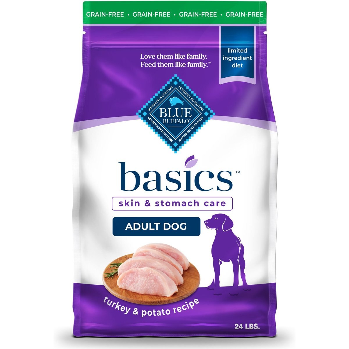 Blue Buffalo Basics Turkey & Potato Grain-Free Dry Dog Food, 24 lb