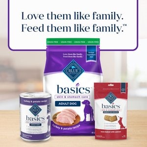 Blue Buffalo Basics Skin & Stomach Care Adult Grain-Free Turkey & Potato Recipe Dry Dog Food, 4-lb bag
