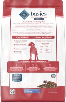 Show full view: Blue Buffalo Basics Skin & Stomach Care Adult Salmon & Potato Recipe Dry Dog Food, 11-lb bag  slide 3 of 12