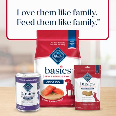 Show full view: Blue Buffalo Basics Skin & Stomach Care Adult Salmon & Potato Recipe Dry Dog Food, 24-lb bag slide 10 of 12