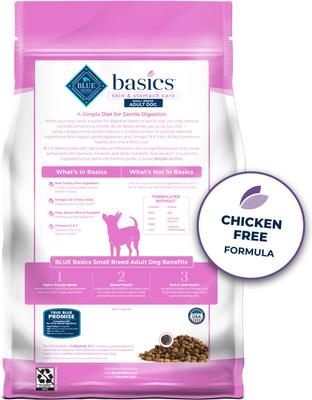 Show full view: Blue Buffalo Basics Skin & Stomach Care Adult Small Breed Turkey & Potato Recipe Dry Dog Food, 4-lb bag slide 3 of 12