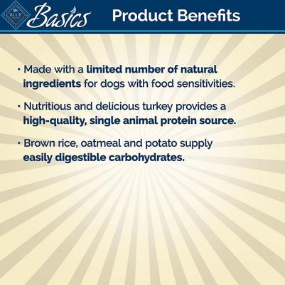 Show full view: Blue Buffalo Basics Skin & Stomach Care Biscuits Turkey & Potato Dog Treats, 6-oz bag, bundle of 2 slide 6 of 9