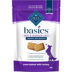Blue Buffalo Basics Skin & Stomach Care Biscuits Turkey & Potato Dog Treats, 6-oz bag