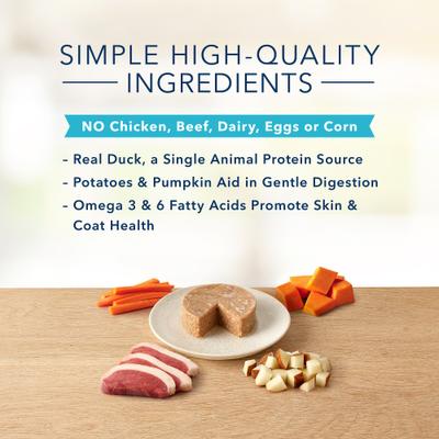 Show full view: Blue Buffalo Basics Skin & Stomach Care Grain-Free Duck & Potato Entree Indoor Adult Canned Cat Food, 3-oz, case of 24 slide 4 of 11