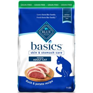 Blue Buffalo Basics Skin & Stomach Care Grain-Free Duck & Potato Recipe Dry Cat Food, 11-lb bag