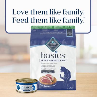 Show full view: Blue Buffalo Basics Skin & Stomach Care Grain-Free Duck & Potato Recipe Dry Cat Food, 11-lb bag slide 10 of 12