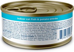 Blue Buffalo Basics Skin & Stomach Care Grain-Free Fish & Potato Entree Indoor Adult Canned Cat Food, 3-oz, case of 24 slide 2 of 9