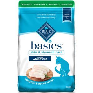 Blue Buffalo Basics Skin & Stomach Care Grain-Free Fish & Potato Recipe Dry Cat Food, 11-lb bag