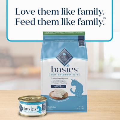 Show full view: Blue Buffalo Basics Skin & Stomach Care Grain-Free Fish & Potato Recipe Dry Cat Food, 5-lb bag slide 10 of 12