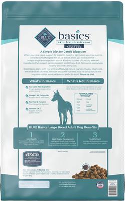 Show full view: Blue Buffalo Basics Skin & Stomach Care Grain-Free Formula Lamb & Potato Recipe Large Breed Adult Dry Dog Food, 22-lb bag slide 4 of 12