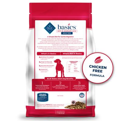 Show full view: Blue Buffalo Basics Skin & Stomach Care Grain-Free Formula Salmon & Potato Recipe Adult Dry Dog Food, 11-lb bag slide 3 of 12