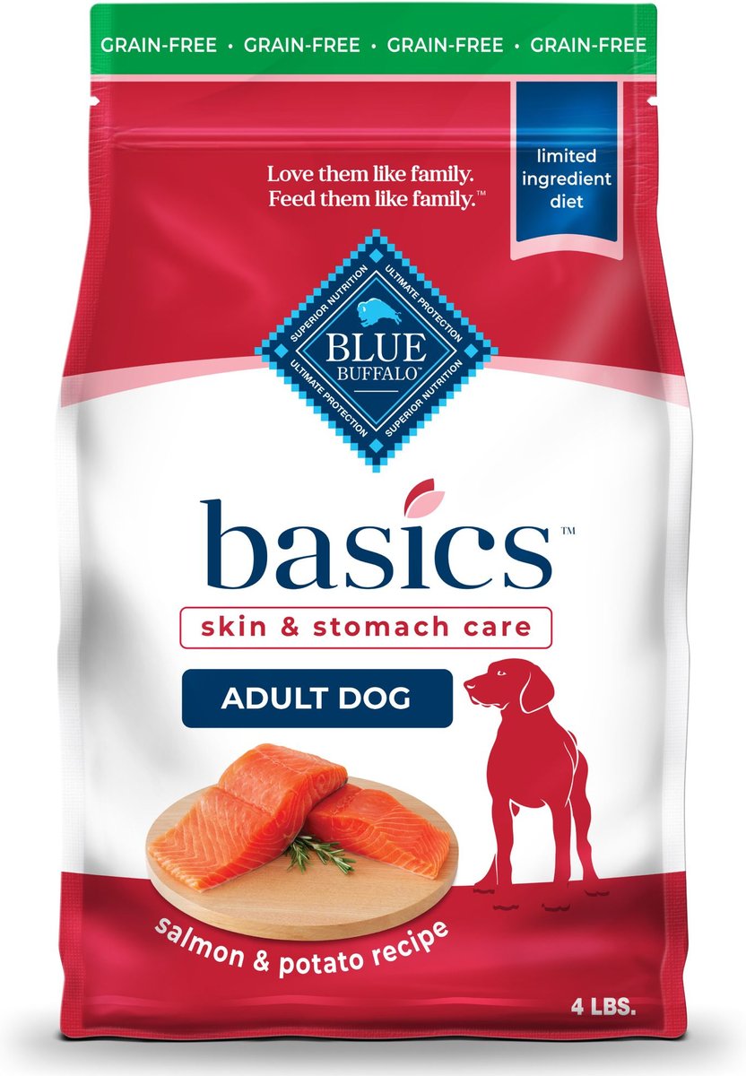 Blue Buffalo Basics Skin & Stomach Care Grain-Free Formula Salmon & Potato Recipe Adult Dry Dog Food,