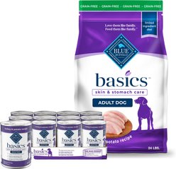 Blue Buffalo Basics Skin & Stomach Care Grain-Free Formula Turkey & Potato Recipe Adult Dry Dog Food + Canned Food