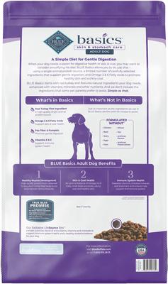 Show full view: Blue Buffalo Basics Skin & Stomach Care Grain-Free Formula Turkey & Potato Recipe Adult Dry Food + Biscuits Turkey & Potato Dog Treats slide 3 of 7
