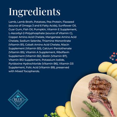 Show full view: Blue Buffalo Basics Skin & Stomach Care Grain-Free Lamb & Potato Small Breed Adult Wet Dog Food, 3.5-oz, case of 12 slide 6 of 12