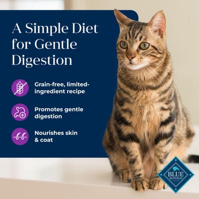 Show full view: Blue Buffalo Basics Skin & Stomach Care Grain-Free Turkey & Potato Entree Indoor Adult Canned Cat Food, 3-oz, case of 24 slide 4 of 12