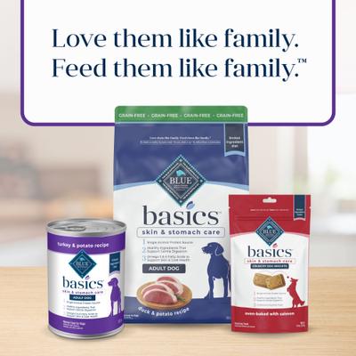 Show full view: Blue Buffalo Basics Skin & Stomach Care Grain-Free Turkey & Potato Recipe Canned Dog Food, 12.5-oz, case of 12 slide 9 of 12