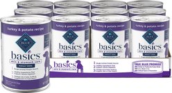 Blue Buffalo Basics Skin & Stomach Care Grain-Free Turkey & Potato Recipe Canned Dog Food, 12.5-oz can, bundle of 24 