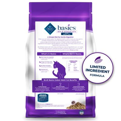Show full view: Blue Buffalo Basics Skin & Stomach Care Grain-Free Turkey & Potato Recipe Dry Cat Food, 11-lb bag slide 3 of 12