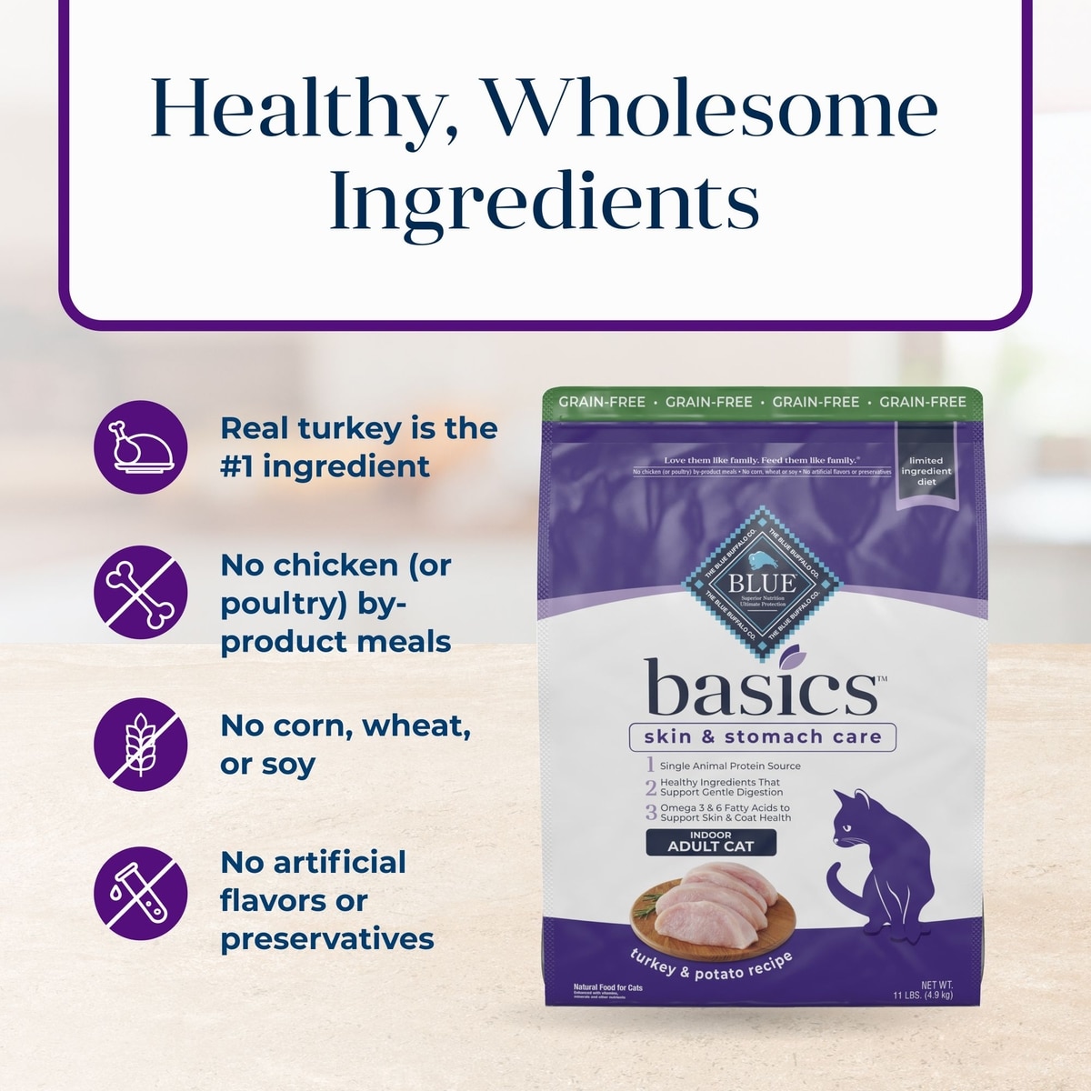 BLUE BUFFALO Basics Skin Stomach Care Grain-Free Turkey Potato