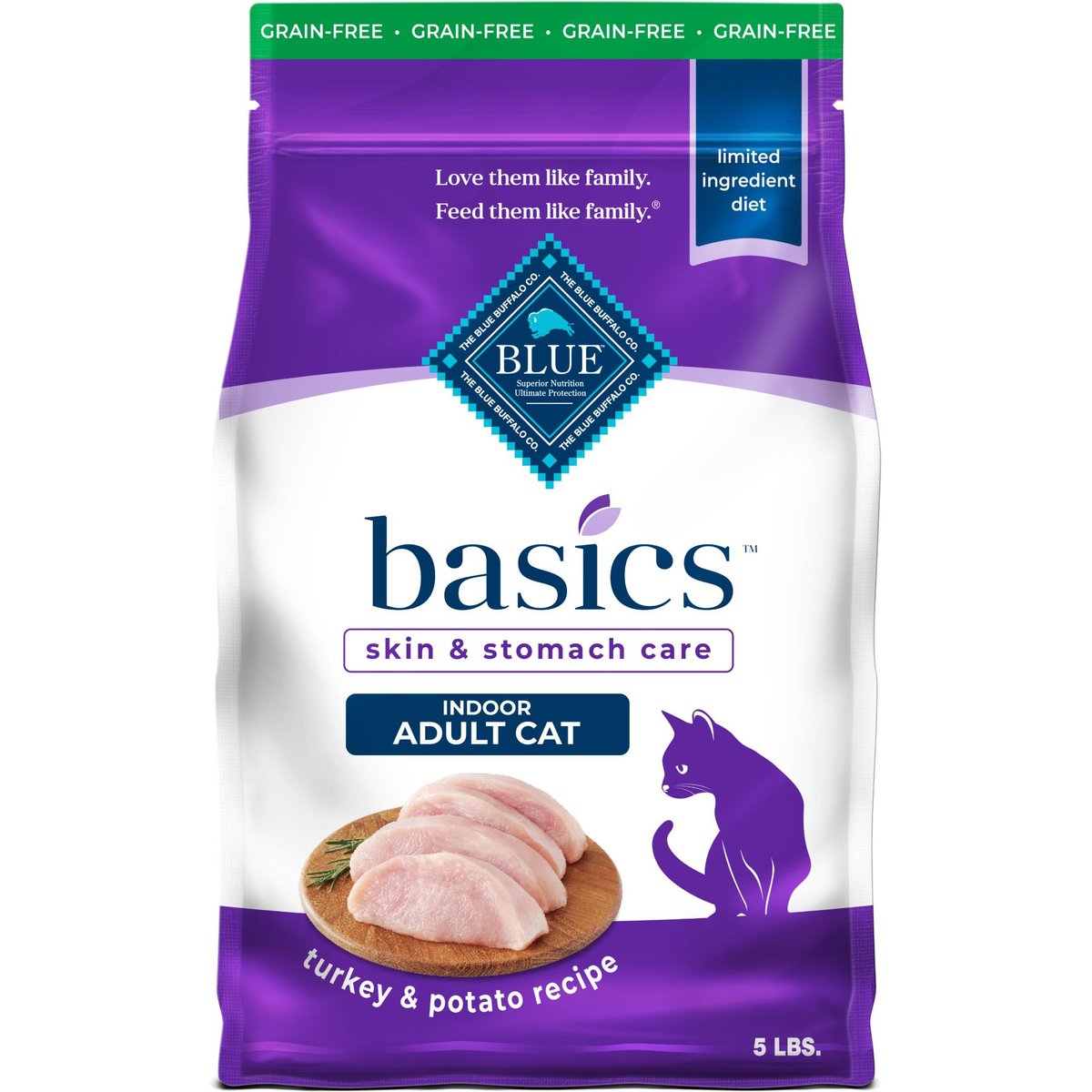 Blue Buffalo Basics Turkey & Potato Grain-Free Dry Cat Food, 5 lb