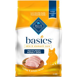 Blue Buffalo Basics Skin & Stomach Care Healthy Weight Turkey & Potato Recipe Adult Dry Dog Food, 4-lb bag