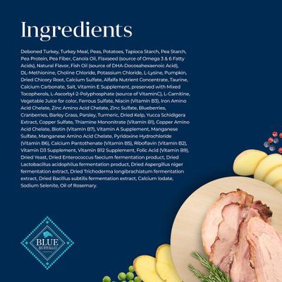 Show full view: Blue Buffalo Basics Skin & Stomach Care Mature Grain-Free Turkey & Potato Recipe Dry Cat Food, 22-lb bundle  slide 6 of 12