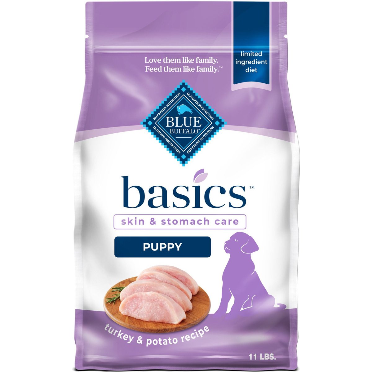 Blue Buffalo Basics Turkey & Potato Recipe Puppy Dry Dog Food, 11 lb