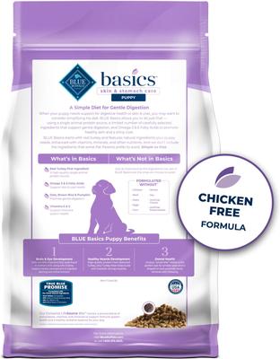 Show full view: Blue Buffalo Basics Skin & Stomach Care Puppy Turkey & Potato Recipe Dry Dog Food, 11-lb bag slide 3 of 12