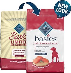Blue Buffalo Basics Skin & Stomach Care Salmon & Potato Recipe Adult Dry Food + Biscuits Salmon & Potato Dog Treats slide 2 of 7