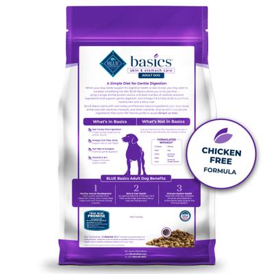 Show full view: Blue Buffalo Basics Skin & Stomach Care Turkey & Potato Recipe Adult Dry Dog Food, 11-lb bag slide 3 of 12