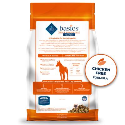 Show full view: Blue Buffalo Basics Skin & Stomach Care Turkey & Potato Recipe Large Breed Adult Dry Dog Food, 24-lb bag slide 3 of 12